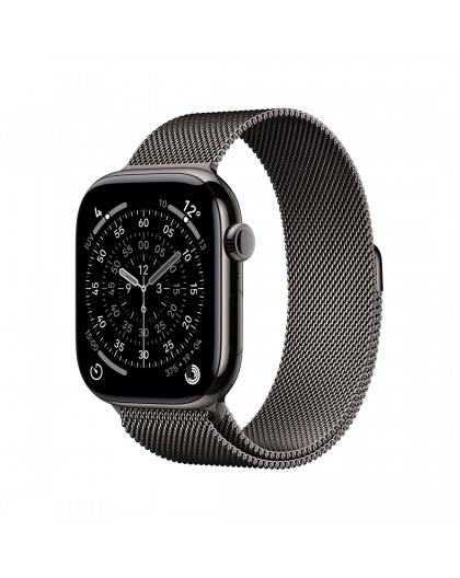 Apple Watch Series 11 GPS + Cellular 46mm Slate Titanium Case with Slate Milanese Loop - S/M