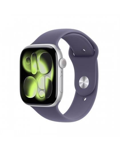Apple Watch Series 11 GPS 46mm Silver Aluminium Case with Purple Fog Sport Band - M/L