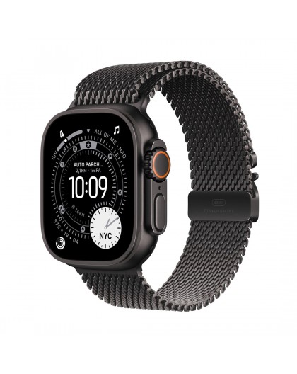 Apple Watch Ultra 3 GPS + Cellular 49mm Black Titanium Case with Black Titanium Milanese Loop - Small