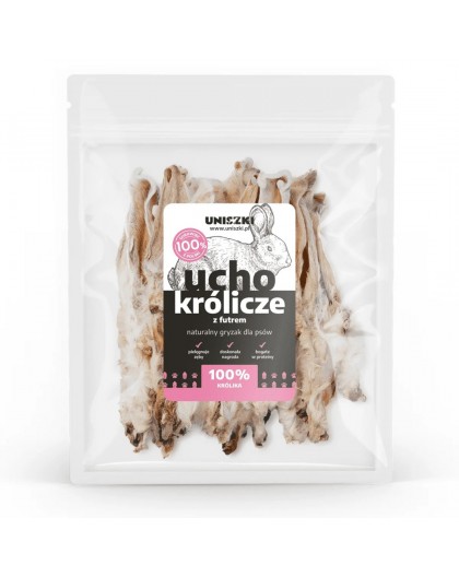UNISZKI Rabbit ear with fur - treat for dogs - 20 pieces