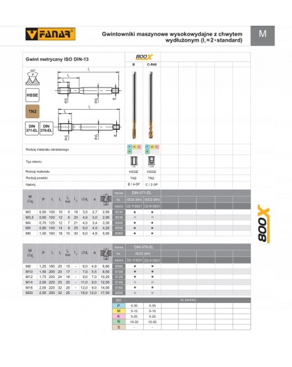 TAP M16 DIN-376B EL (6H) HSSE TN 800X
