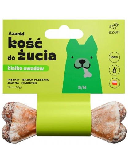 AZANKI Bone with insects and blackberry S/M - dog treat - 12 cm