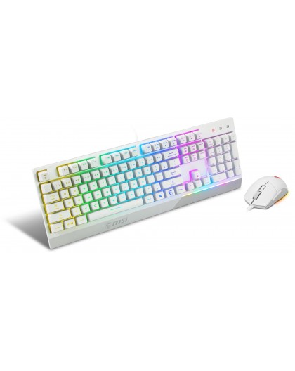 MSI VIGOR GK30 COMBO WHITE MEMchanical Gaming Keyboard + Gaming Mouse Bundle 'UK Layout, 6-Zone RGB Lighting Keyboard, Dual-Zone