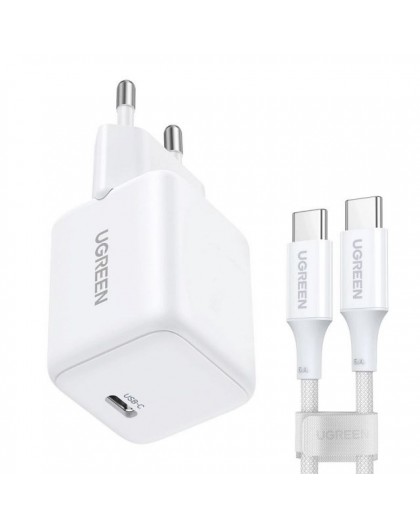 UGREEN X513 30W GAN 1X USB-C Mains Charger + 1M USB-C Cable - White