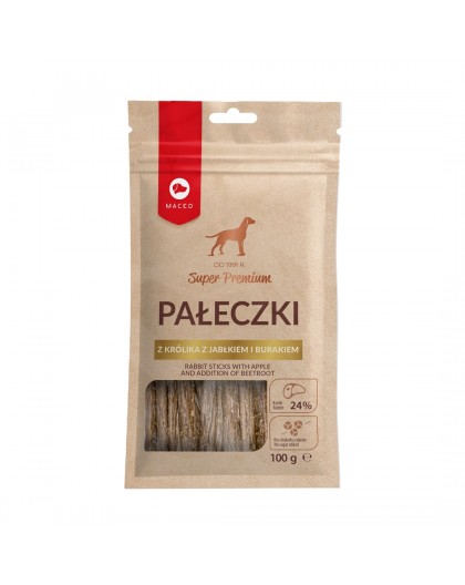 MACED Rabbit sticks with apple and addition of beetroot - Dog treat - 100g