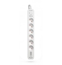 KERG power strip with circuit breaker-6 sockets 3USB 16A 1.5m