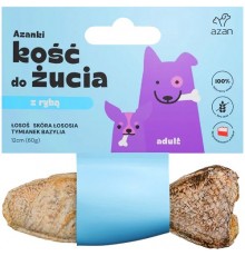 AZANKI Bone with salmon in salmon skin with thyme and basil in fish shape - treat for dogs - 12 cm