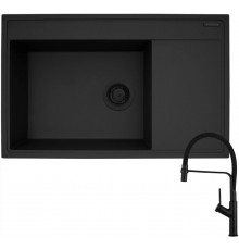 Sink CAMEA (79x50) 1B 1D L Black Ed + Faucet