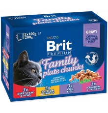 BRIT Cat Pouches Family Plate - wet cat food - 12 x 100g