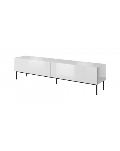 RTV SLIDE cabinet on black steel frame 200x40x50 cm all in gloss white