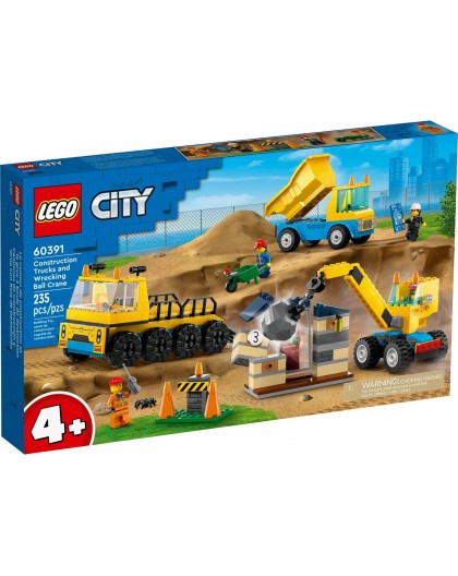LEGO CITY 60391 CONSTRUCTION TRUCKS AND WRECKING BALL CRANE