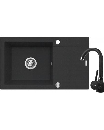 Sink KORFU (78x46) 1B 1D black + faucet
