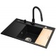 Sink CAMEA (79x50) 1B 1D R Black + Faucet