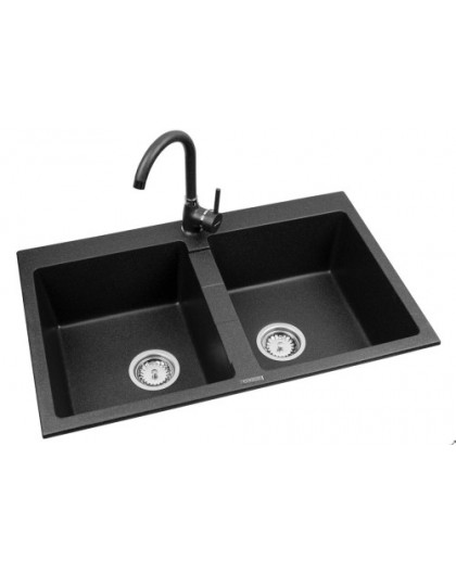 Sink SPARTA 78x50 2B black + BELLO faucet