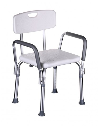 Shower chair with backrest and armrests
