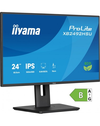 iiyama ProLite 24” IPS Full HD panel with 4-side slim bezel, B energy class and height adjustable stand