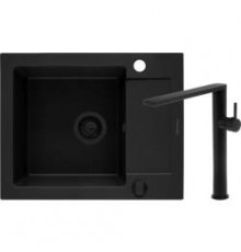 Sink MIDO (62x50) 1B 1D Black Ed. + TRIGONO Tap