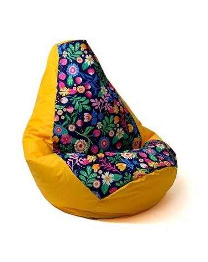 Sako bag pouffe Pear print yellow-flower L 105 x 80 cm