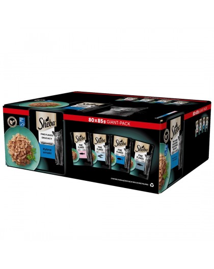 SHEBA Delicacy Fishy Flavours in jelly - wet cat food - 80x 85g