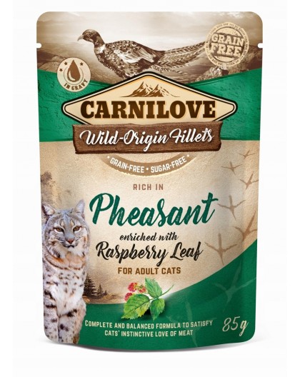 CARNILOVE CAT POUCH Wet cat food Pheasant, Raspberry Leaf 85 g