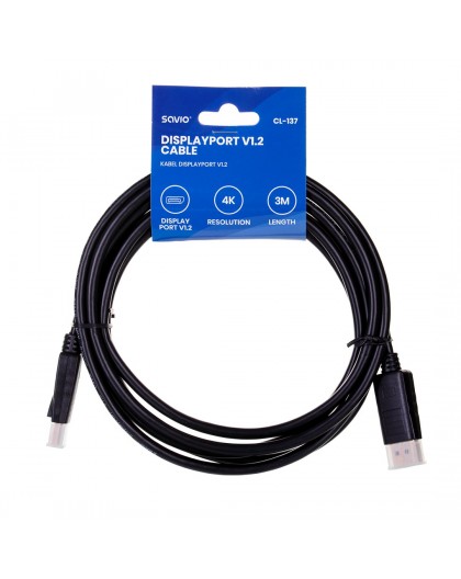 Savio CL-137 DisplayPort cable 3 m Black