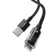 Кабель Baseus Gem USB to IP 2,4A для быстрой зарядки длиной 1 м, черный