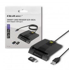 Qoltec 50634 Intelligent Smart ID chip card reader SCR-0634 | USB Type C