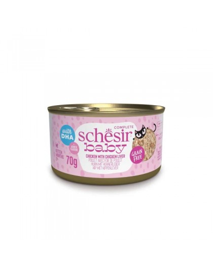 SCHESIR Baby Chicken with liver in broth - wet food for kittens - 70g