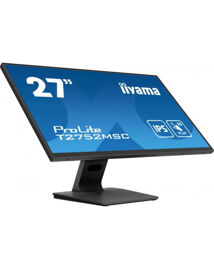 iiyama ProLite 27” Optical Bonded PCAP 10pt touchscreen monitor with IPS panel technology, edge-to-edge glass design and anti-fi