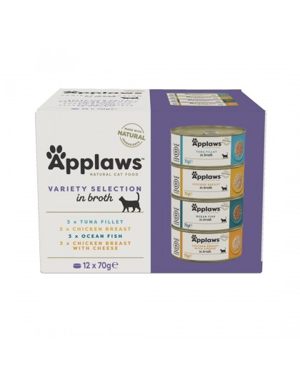APPLAWS Variety selection multipack in broth - wet cat food - 12x70g