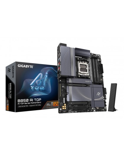 GIGABYTE B850 AI TOP Motherboard - AMD Ryzen 9000 Series CPUs, 16+2+2 Phases Digital VRM, up to 8600MHz DDR5 (OC), 2xPCIe 5.0 + 