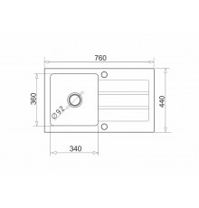 Sink NEXT (76x44) 1B 1D gray concrete
