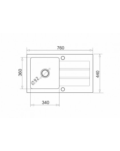 Sink NEXT (76x44) 1B 1D gray concrete