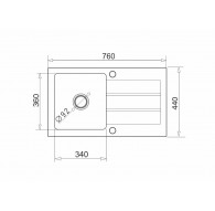 Sink NEXT (76x44) 1B 1D gray concrete