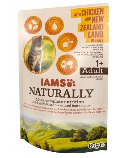 IAMS Naturally Adult with chicken and New Zealand lamb in gravy - wet cat food - 85g