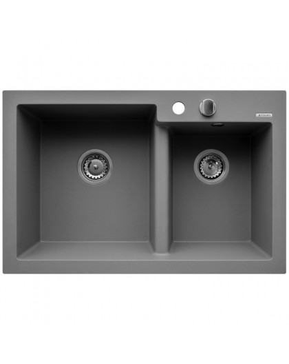 Pyramis Diplos (79X51) 1 3/4B 070059001 Karbon granite 2-bowl sink, grey concrete