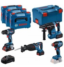 BOSCH. Комплект 18V (GSR 18V-90C + GDX 18V-210C + GBH 18V-24C + GSA 18V-28) 1xPC4.0Ah 2xPC5.5Ah ...