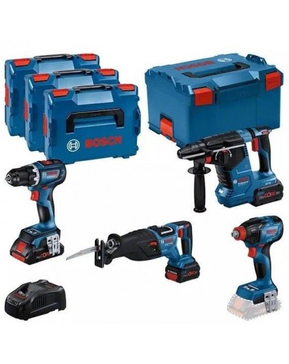 BOSCH. Комплект 18V (GSR 18V-90C + GDX 18V-210C + GBH 18V-24C + GSA 18V-28) 1xPC4.0Ah 2xPC5.5Ah ...