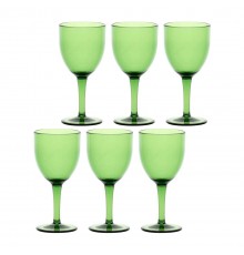 ROSE&TULIPANI FIABA Set of 6 Acrylic Wine Glasses 400 ml, Green
