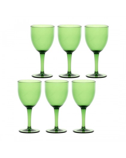 ROSE&TULIPANI FIABA Set of 6 Acrylic Wine Glasses 400 ml, Green