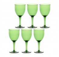 ROSE&TULIPANI FIABA Set of 6 Acrylic Wine Glasses 400 ml, Green
