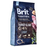 BRIT Premium by Nature Легкая Индейка и Овес - сухой корм для собак - 3 кг