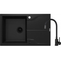 Granite sink with 1-bowl faucet with drainer