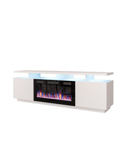RTV EVA cabinet with electric fireplace 180x40x52 cm white/gloss white