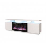 RTV EVA cabinet with electric fireplace 180x40x52 cm white/gloss white