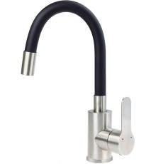 Washbasin mixer with curved spout