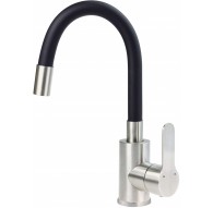 Washbasin mixer with curved spout