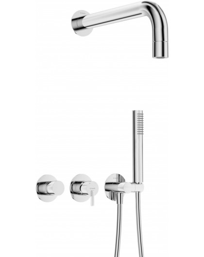 Concealed shower set with hand shower - with horizontal mixer
