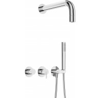 Concealed shower set with hand shower - with horizontal mixer