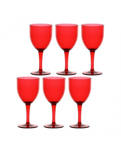 ROSE&TULIPANI FIABA Set of 6 Acrylic Wine Glasses 400 ml, Red